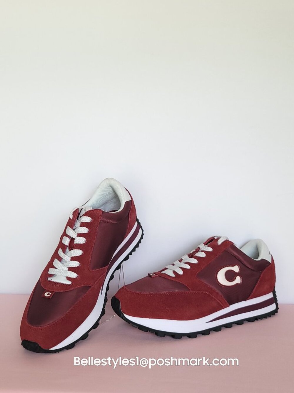 COACH Runner Lace-up Suede & Nylon Sneakers-Women’s Size 9.5B- Merlot/Dark Ruby⭐